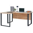 ECKSCHREIBTISCH 150/125/73 cm  in Eiche Artisan  - Schwarz/Eiche Artisan, KONVENTIONELL, Holzwerkstoff/Metall (150/125/73cm) - Venda
