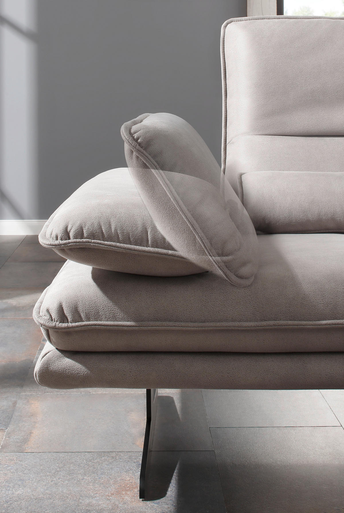 ECKSOFA Mikrofaser Grau  - Schwarz/Grau, Design, Textil/Metall (164/291cm) - Chilliano