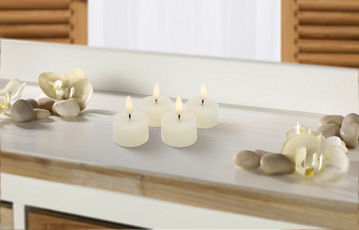 VÄRMELJUS MED LED  - cremefärgad, Lifestyle, plast/paraffin (4,5/2,5cm) - Ambia Home