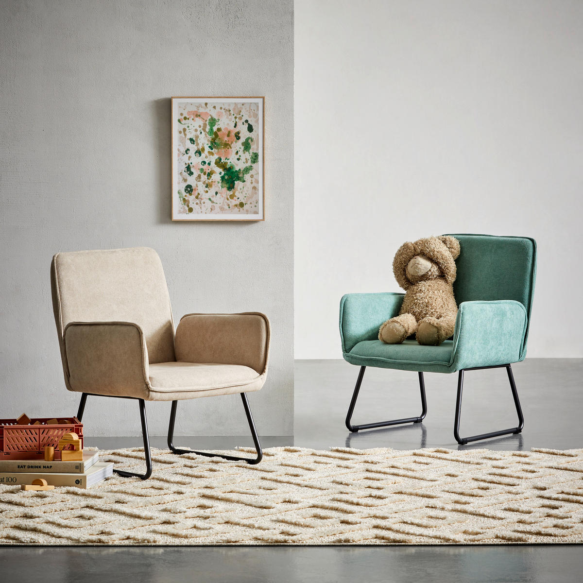 DĚTSKÉ KŘESLO šedá, béžová  - šedá/béžová, Moderní, kov/dřevo (53/62/52cm) - P & B