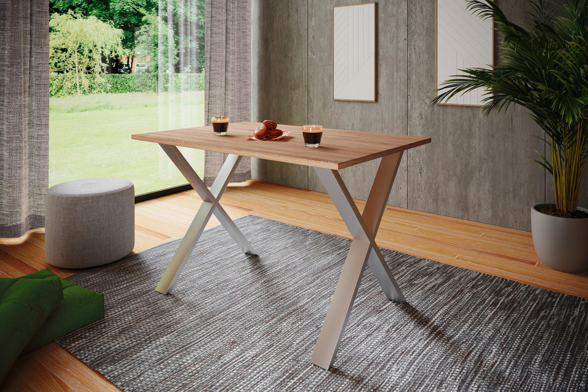SCHREIBTISCH  in Silberfarben, Sonoma Eiche  - Silberfarben/Sonoma Eiche, Design (160/76/80cm) - MID.YOU