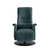 RELAXSESSEL Mikrofaser Kopfteilverstellung, Fußteilverstellung, Rücken echt    - Blau/Schwarz, MODERN, Textil/Metall (72/118/85-165cm) - Livetastic