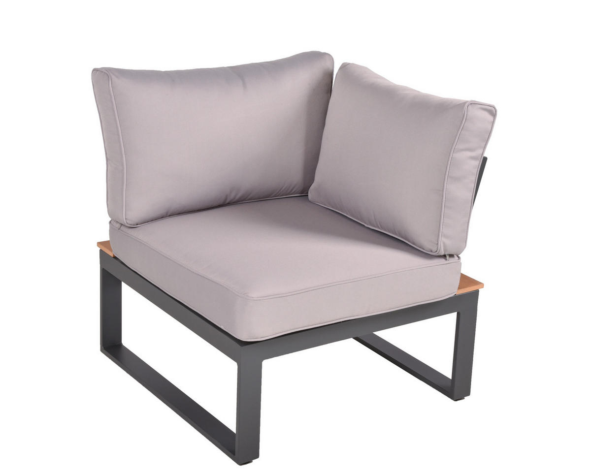 LOUNGEGARNITUR Aluminium  - Hellbraun/Dunkelgrau, Basics, Kunststoff/Textil - Gardenson