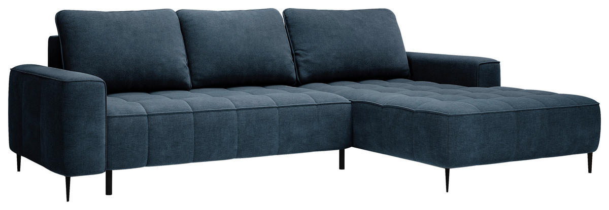 ECKSCHLAFSOFA Florence  mit Schlafen auf Sitzhöhe Velours Petrol  - Petrol/Schwarz, Basics, Textil/Metall (280/166cm) - Livetastic
