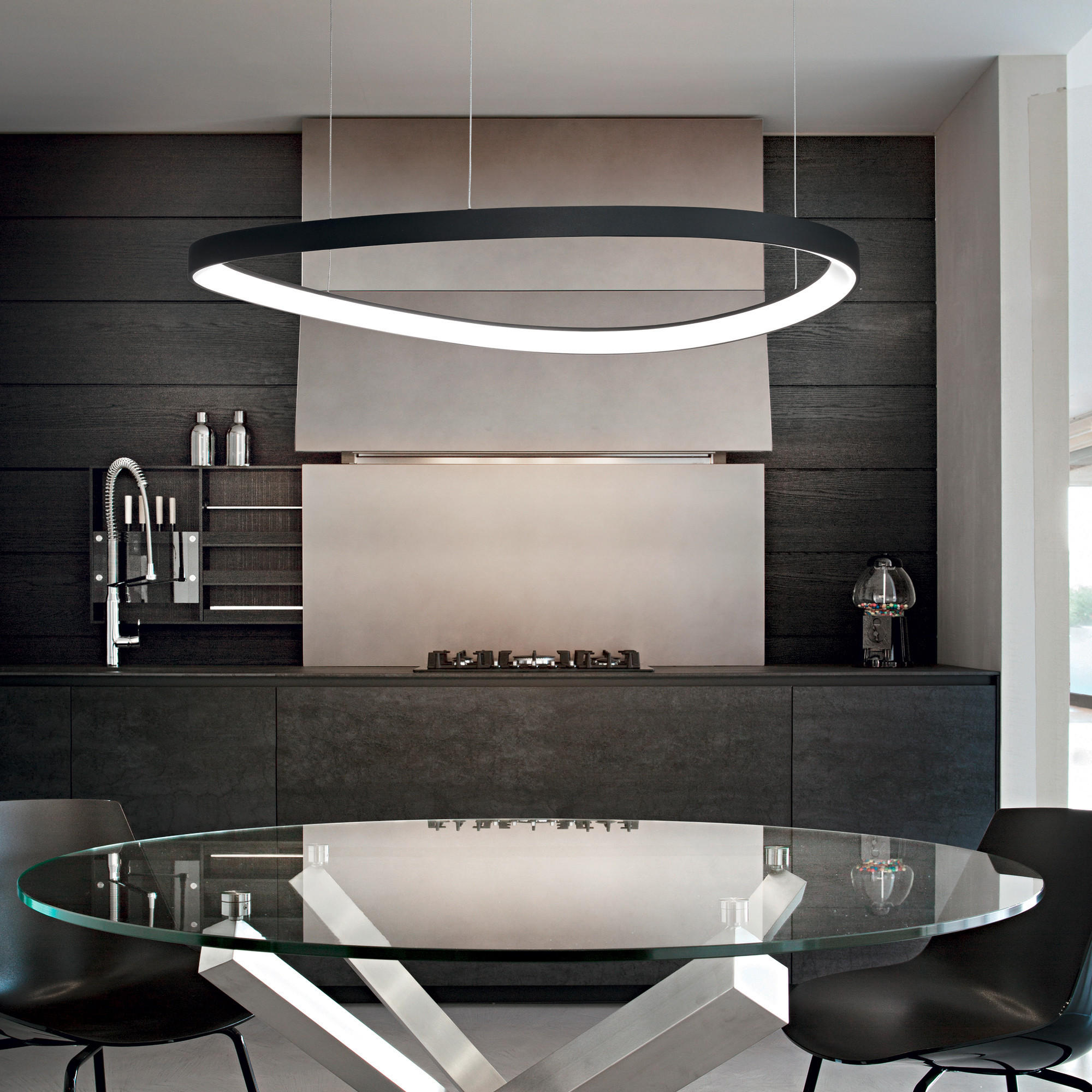 LED-HÄNGELEUCHTE 81/28,5/180 cm  - Schwarz, Design, Kunststoff/Metall (81/28,5/180cm) - Ideal Lux