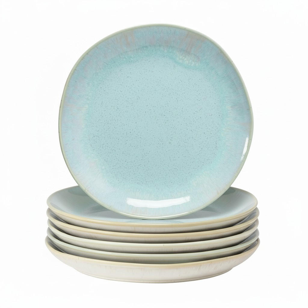 DESSERTTELLERSET Creme, Pastellblau 6-teilig 22 cm EIVISSA  - Pastellblau/Creme, Basics, Keramik (22cm) - Costa Nova