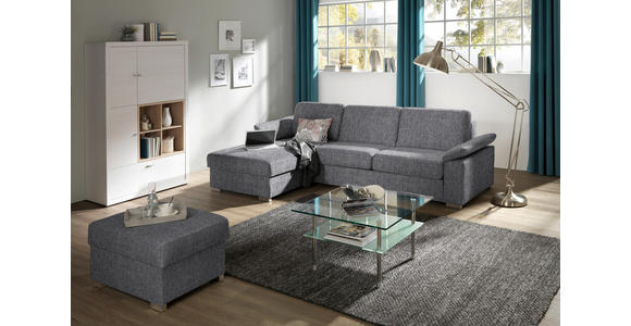 ECKSOFA in Flachgewebe Grau - Chromfarben/Grau, KONVENTIONELL, Textil/Metall (176/285cm) - Novel