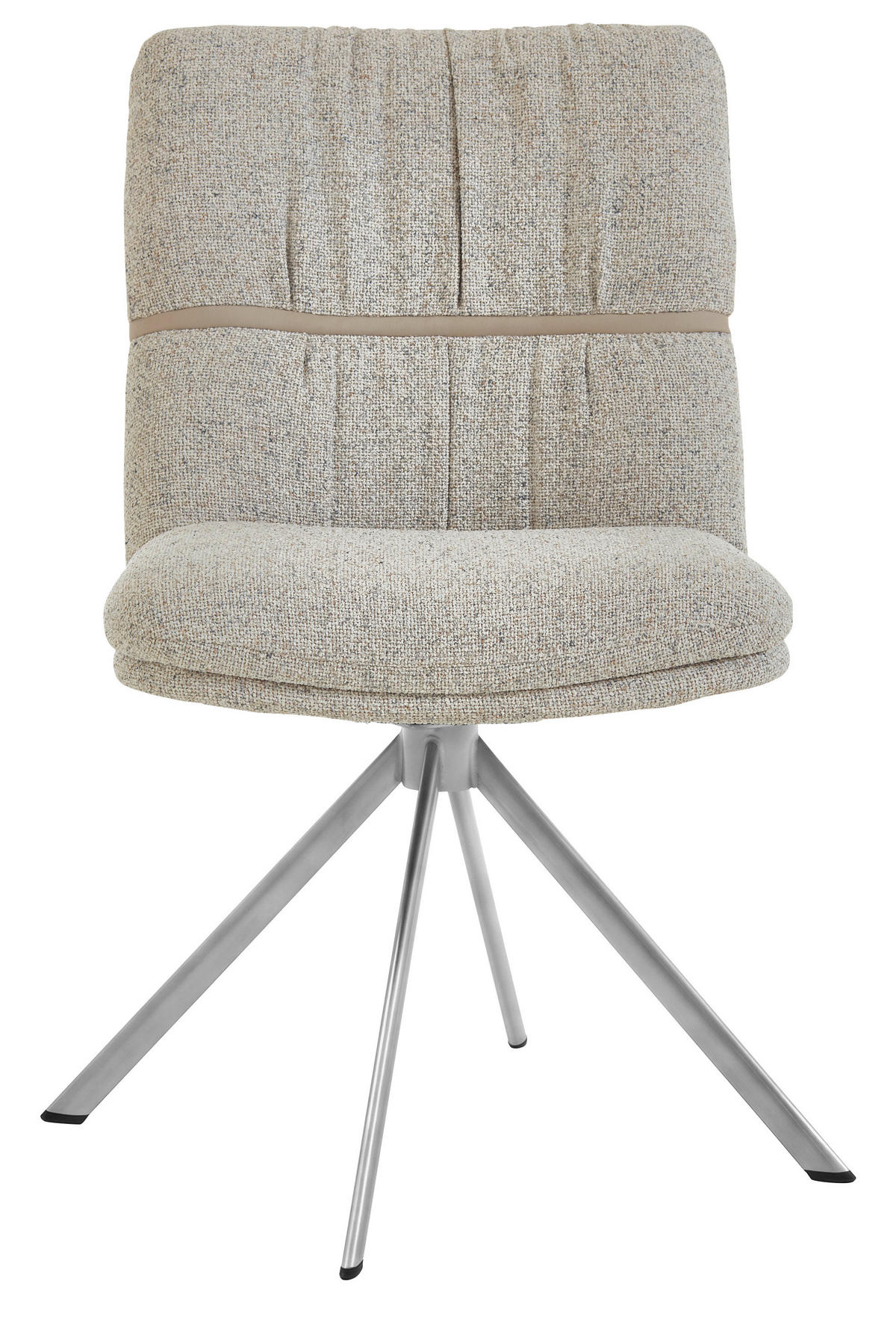 STUHL  Beinauswahl, Stoffauswahl, Sitzfläche 360° drehbar, automatische Rückholfunktion Mikrofaser  Naturfarben  - Edelstahlfarben/Naturfarben, Design, Textil/Metall (49/86/63cm) - Valdera