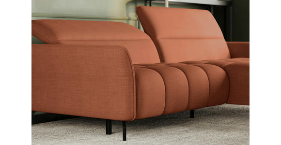ECKSOFA Rostfarben Flachgewebe Rücken echt, Kopfteilverstellung, Sitztiefenverstellung  - Rostfarben/Schwarz, KONVENTIONELL, Textil/Metall (272/175cm) - Carryhome