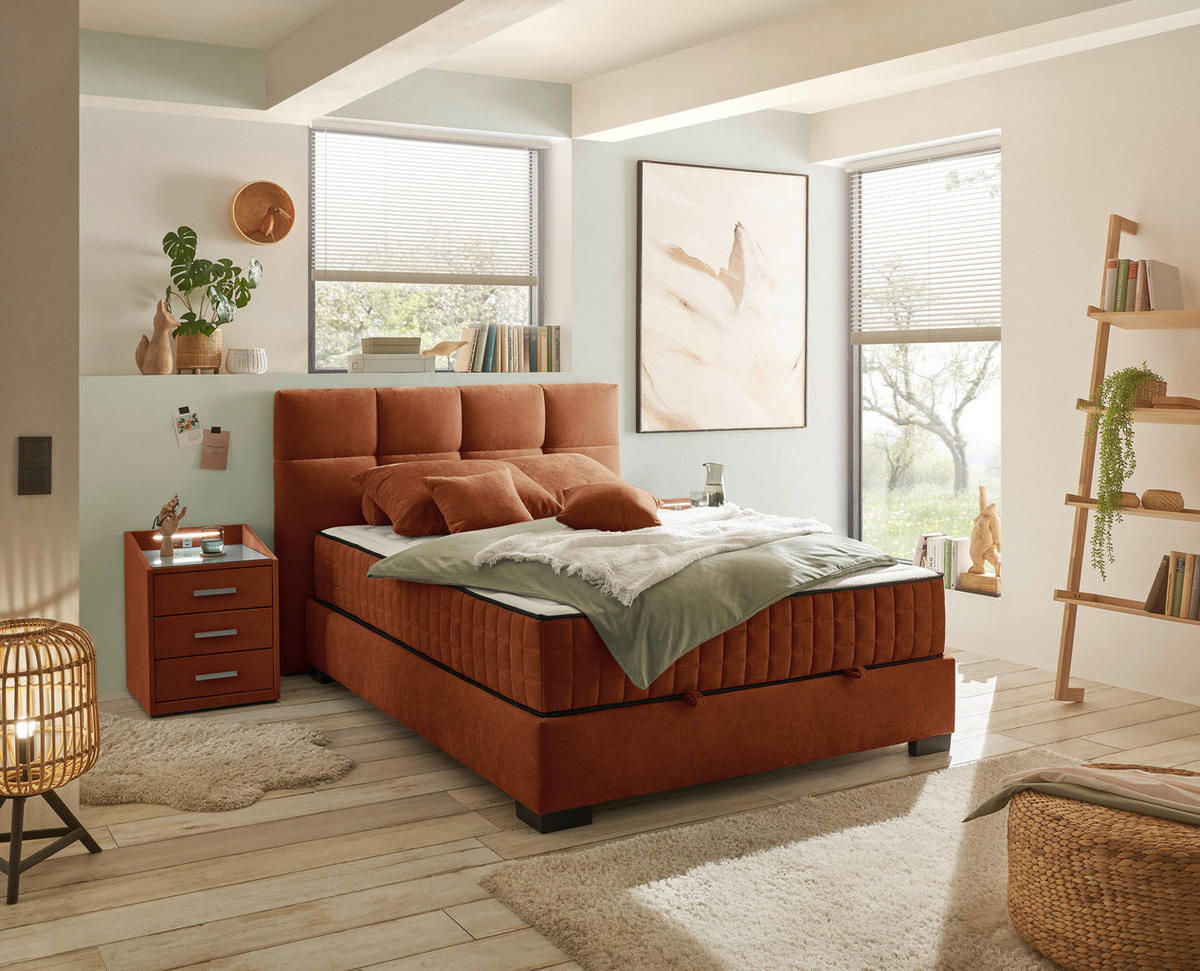 BOXBETT 140/200 cm  in Cognac  - Cognac/Schwarz, Modern, Holzwerkstoff/Kunststoff (140/200cm) - MID.YOU