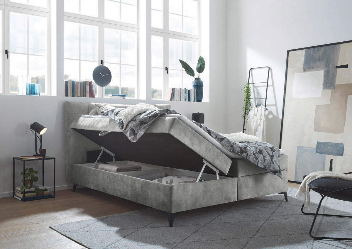BOXBETT 180/200 cm  in Grau  - Schwarz/Grau, MODERN, Holzwerkstoff/Kunststoff (180/200cm) - MID.YOU