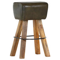 TABURET DE BAR in piele verde  - verde/culoare natur, Konventionell, lemn/piele (44/74/32cm) - Cantus