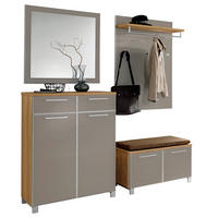 GARDEROBE 5-teilig  in 175/195/40 cm  - Taupe/Hellbraun, Design, Glas/Holz (175/195/40cm)