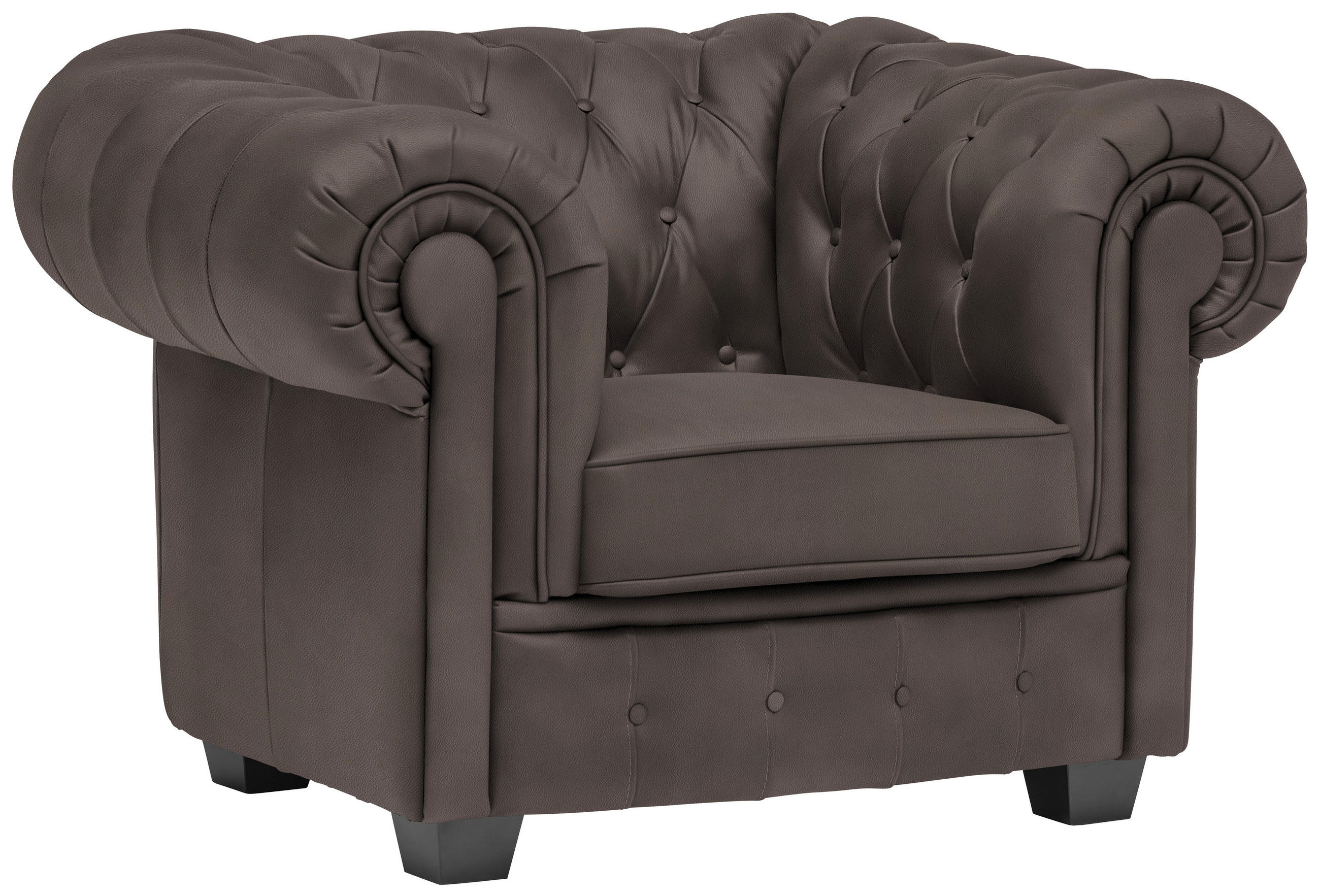 CHESTERFIELD-SESSEL - Wengefarben/Graubraun, LIFESTYLE, Holz/Textil (115/76,5/96cm) - Landscape