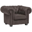 CHESTERFIELD-SESSEL - Wengefarben/Graubraun, LIFESTYLE, Holz/Textil (115/76,5/96cm) - Landscape