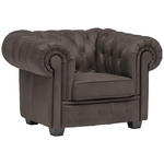 CHESTERFIELD-SESSEL - Wengefarben/Graubraun, LIFESTYLE, Holz/Textil (115/76,5/96cm) - Landscape