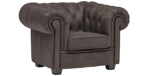 CHESTERFIELD-SESSEL - Wengefarben/Graubraun, LIFESTYLE, Holz/Textil (115/76,5/96cm) - Landscape
