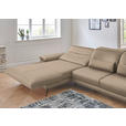 ECKSOFA in Echtleder Hellbraun  - Hellbraun/Schwarz, Design, Leder/Metall (193/328cm) - Dieter Knoll