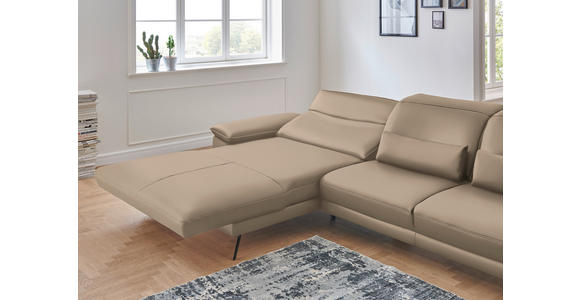 ECKSOFA in Echtleder Hellbraun  - Hellbraun/Schwarz, Design, Leder/Metall (193/328cm) - Dieter Knoll