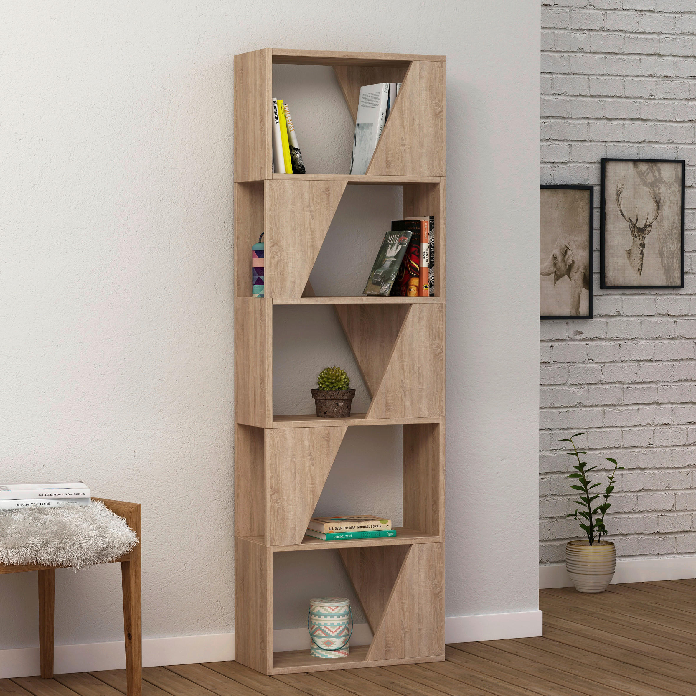REGAL  54/168/24 cm Eichefarben  - Eichefarben, Design, Holzwerkstoff (54/168/24cm) - Livetastic