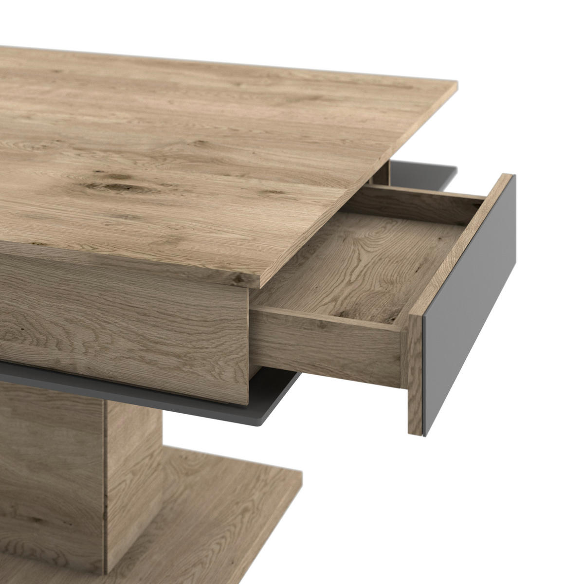 COUCHTISCH Altholz, Eiche mehrschichtige Massivholzplatte (Tischlerplatte) Farbglas 90/90/46 cm quadratisch Anthrazit, Eichefarben  - Eichefarben/Anthrazit, Design, Glas/Holz (90/90/46cm) - Voglauer