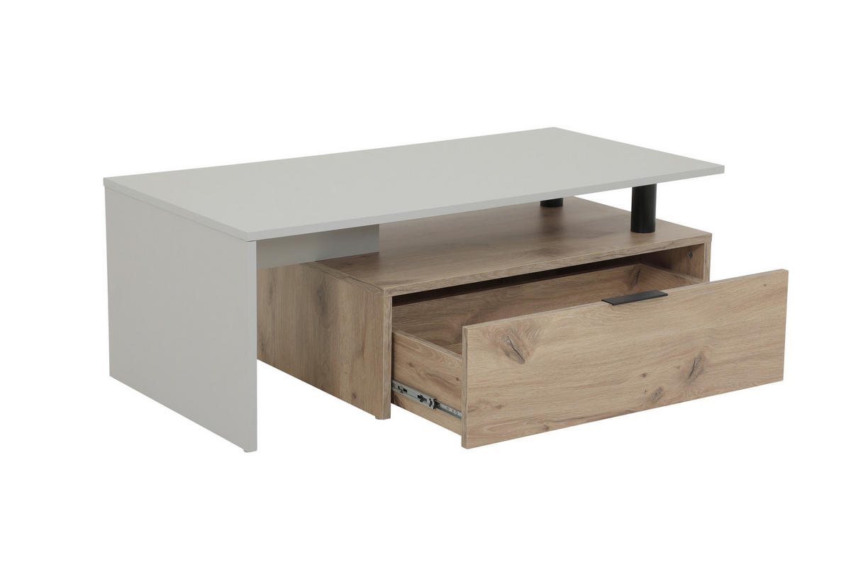 COUCHTISCH 110/55/40 cm rechteckig Eichefarben, Hellgrau  - Eichefarben/Hellgrau, Basics, Holzwerkstoff/Kunststoff (110/55/40cm) - Boxxx