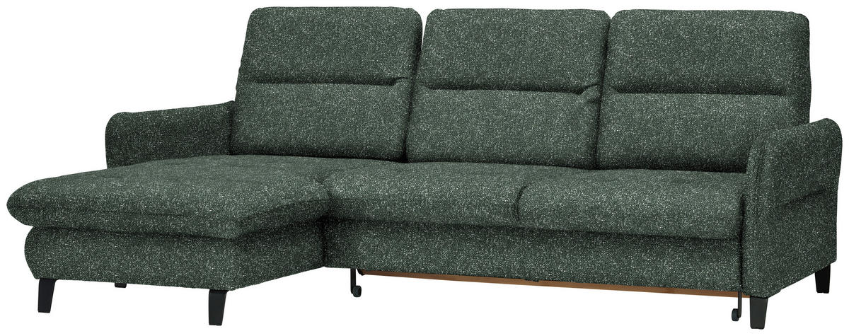 ECKSOFA Grün Plüsch  - Schwarz/Grün, KONVENTIONELL, Textil/Metall (190/254cm) - Livetastic