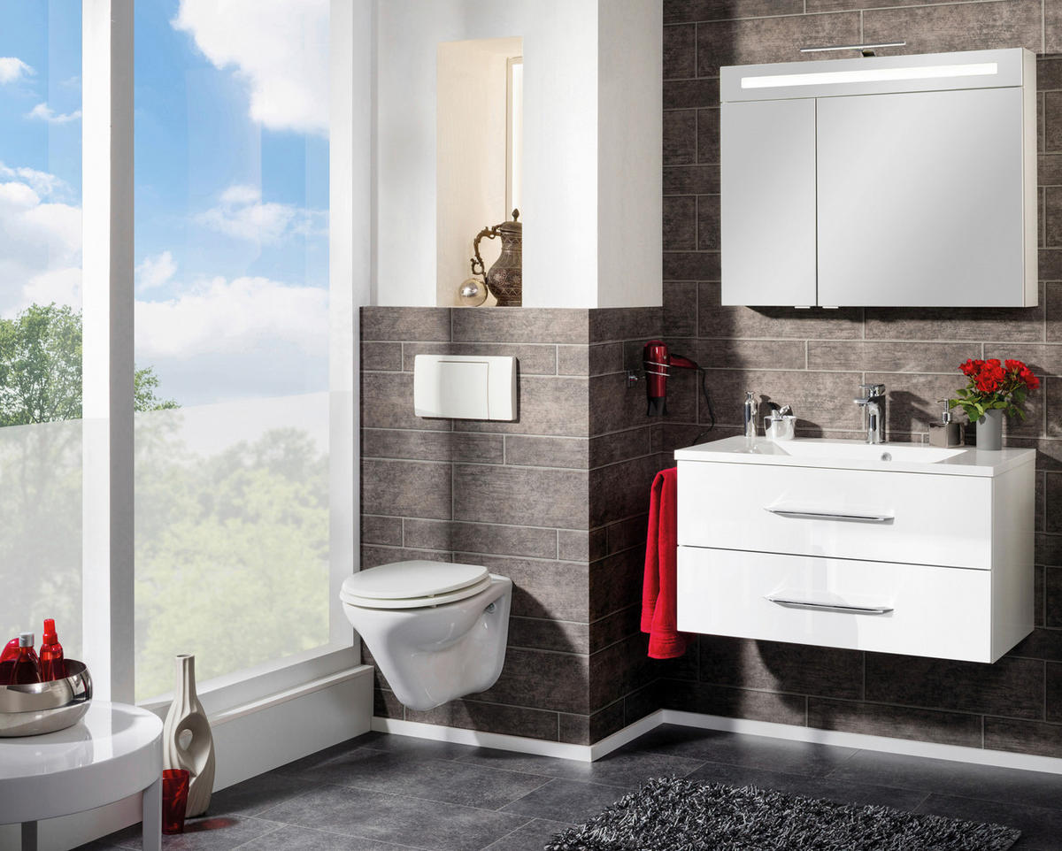 SPIEGELSCHRANK 90/71/16 cm  - Alufarben/Weiß, MODERN, Glas/Holzwerkstoff (90/71/16cm) - MID.YOU