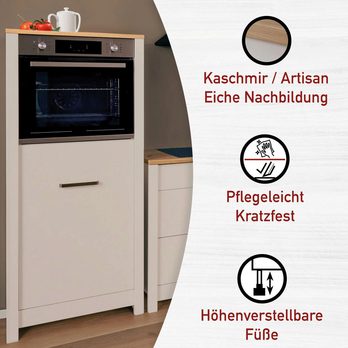 GERÄTEUMBAUSCHRANK 70/167/60 cm  in Kaschmir, Eiche Artisan  - Kaschmir/Silberfarben, ROMANTIK / LANDHAUS, Holzwerkstoff/Metall (70/167/60cm) - home24