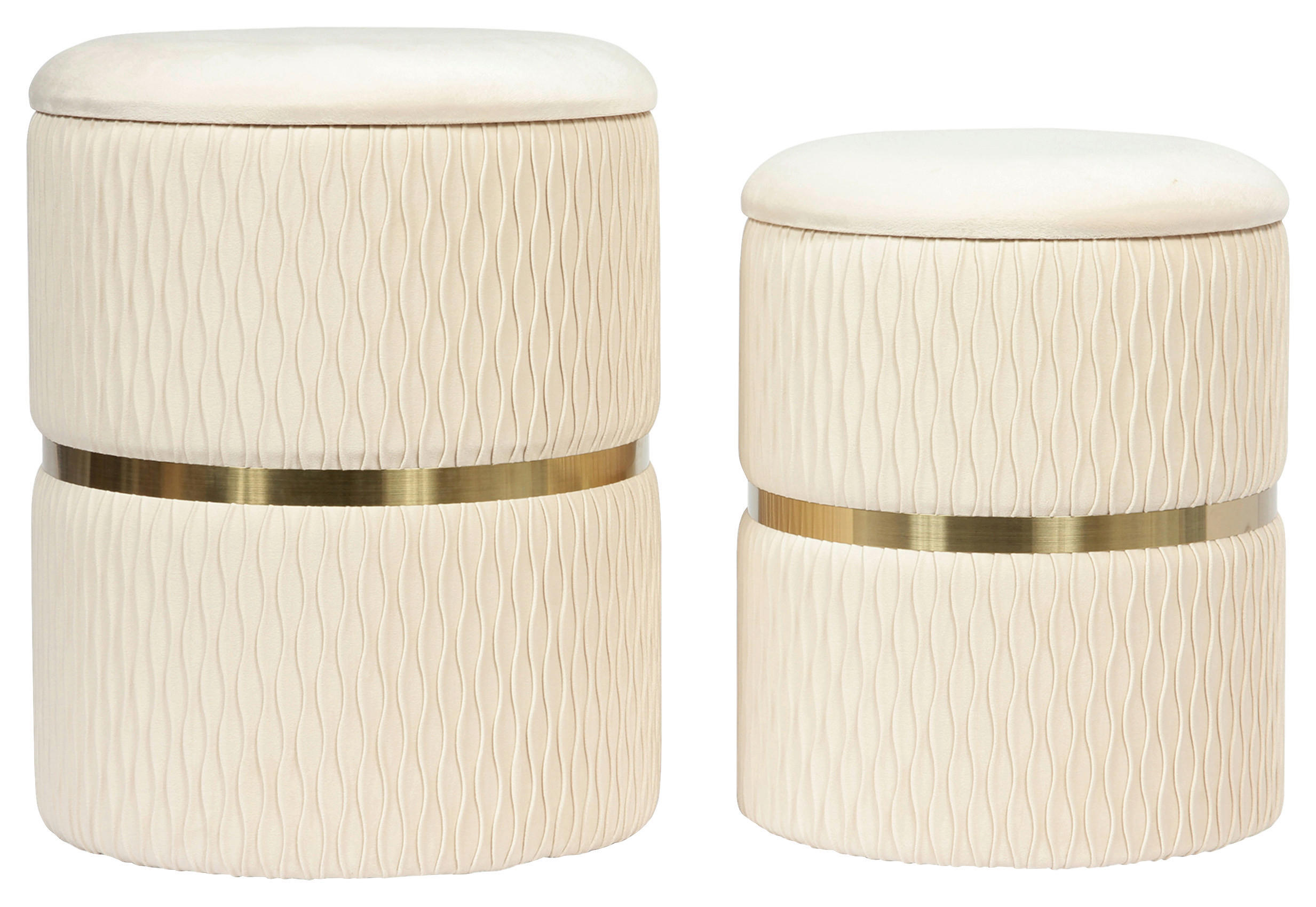 HOCKERSET Creme, Goldfarben  - Goldfarben/Creme, Design, Kunststoff/Textil (31,5/36/38/44/31,5/36cm) - Kayoom