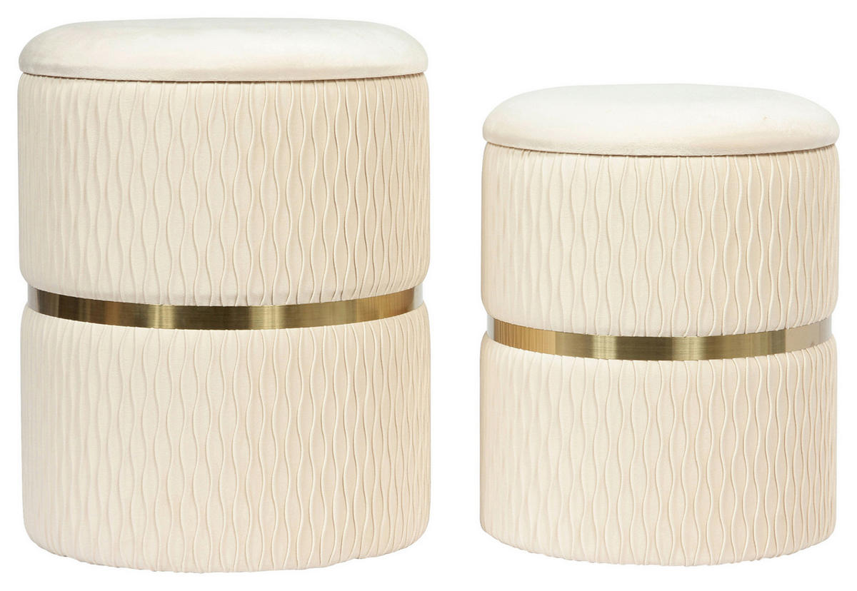 HOCKERSET Creme, Goldfarben  - Goldfarben/Creme, Design, Kunststoff/Textil (31,5/36/38/44/31,5/36cm) - Kayoom