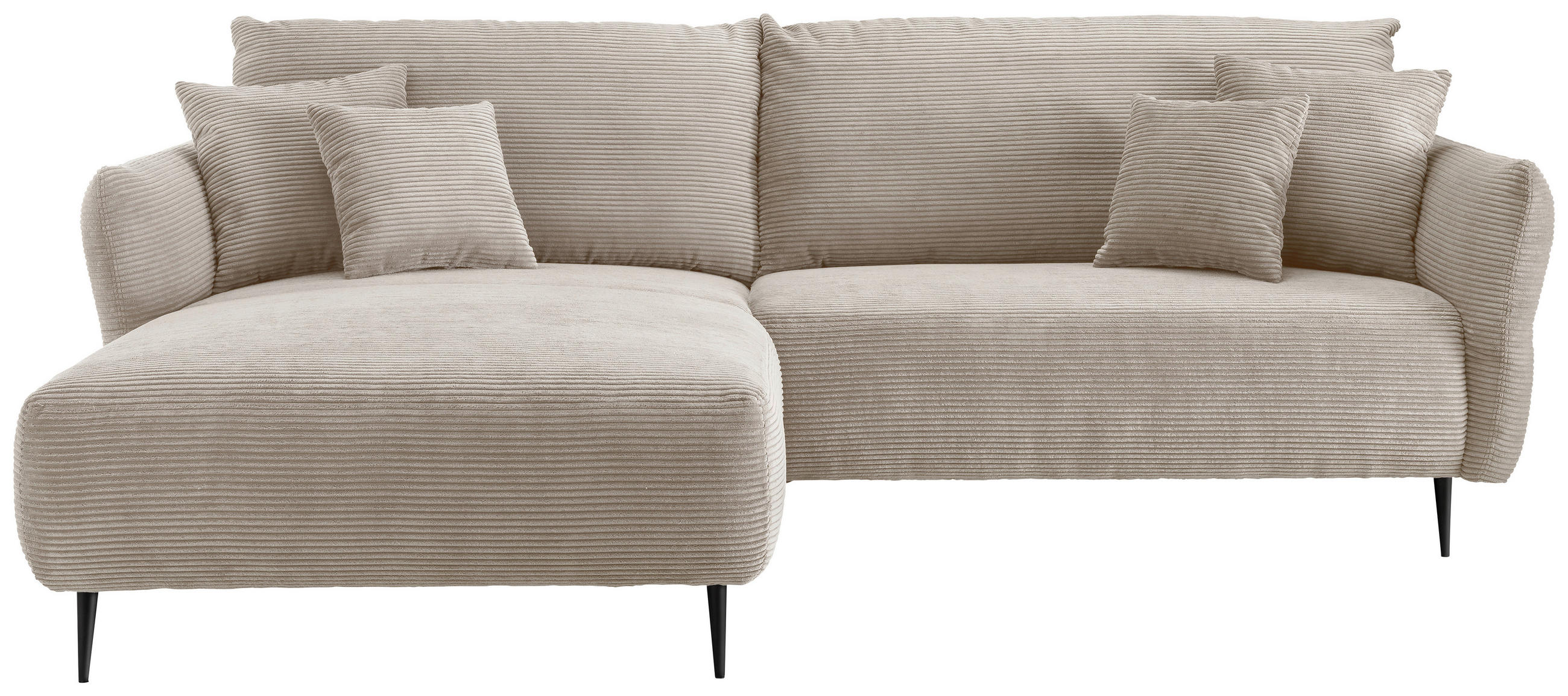 ECKSOFA Beige Cord  - Beige/Schwarz, Design, Textil/Metall (178/264-302cm) - Livetastic