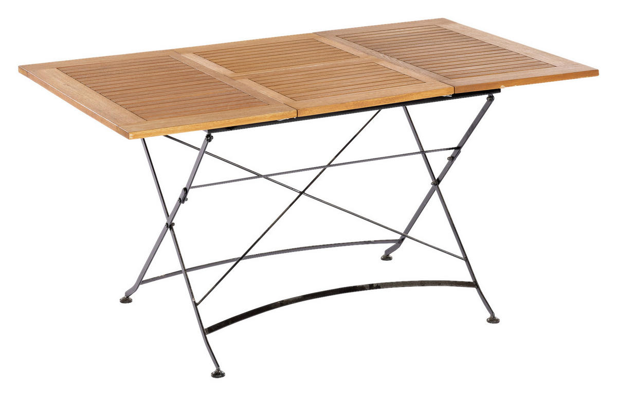 GARTENTISCH 100-150/90/74 cm  - Schwarz/Naturfarben, ROMANTIK / LANDHAUS, Holz/Metall (100-150/90/74cm) - Gardenson