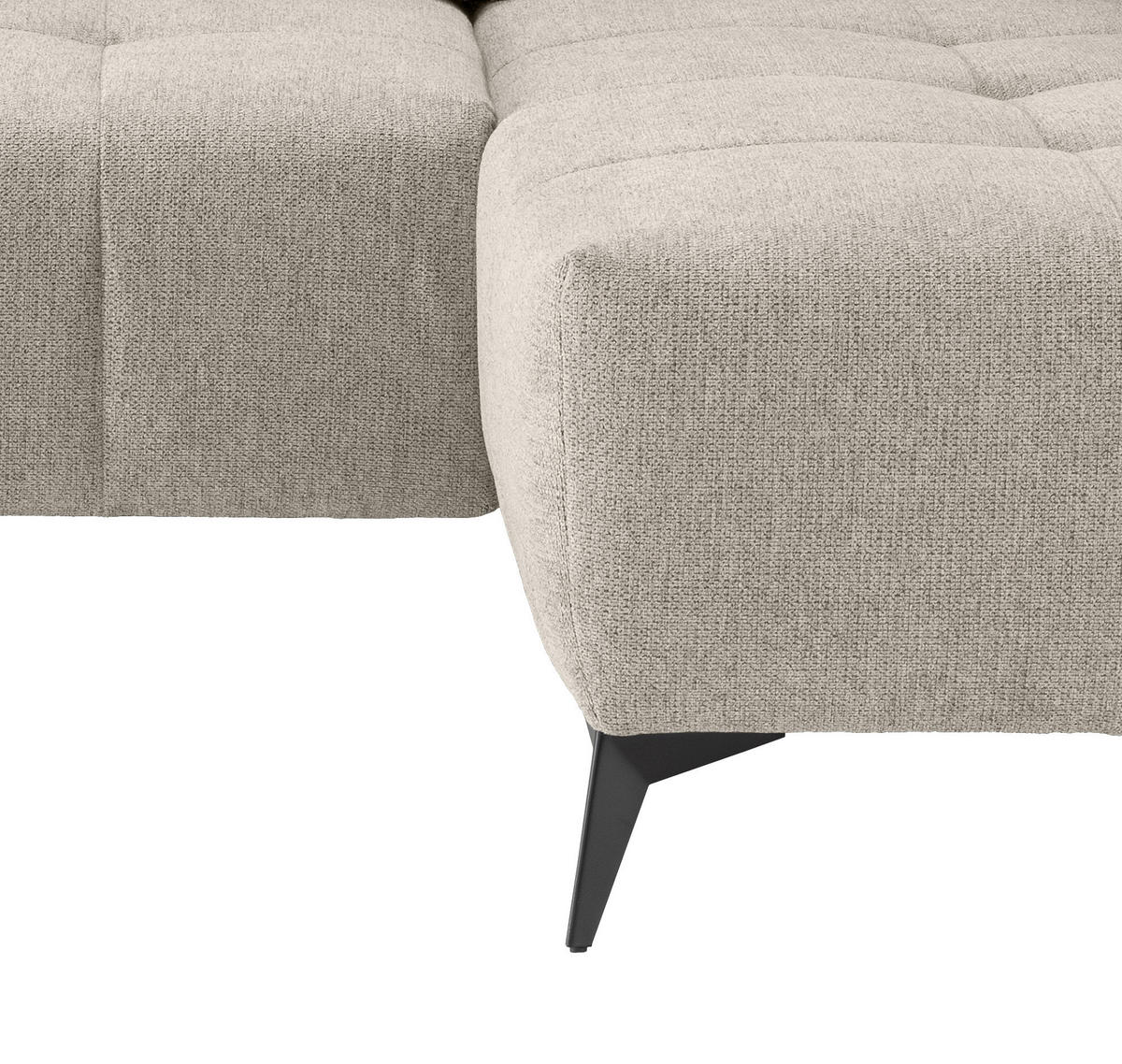 ECKSOFA in Chenille Beige  258/180 cm  - Beige/Schwarz, MODERN, Textil/Metall (258/180cm) - Livetastic