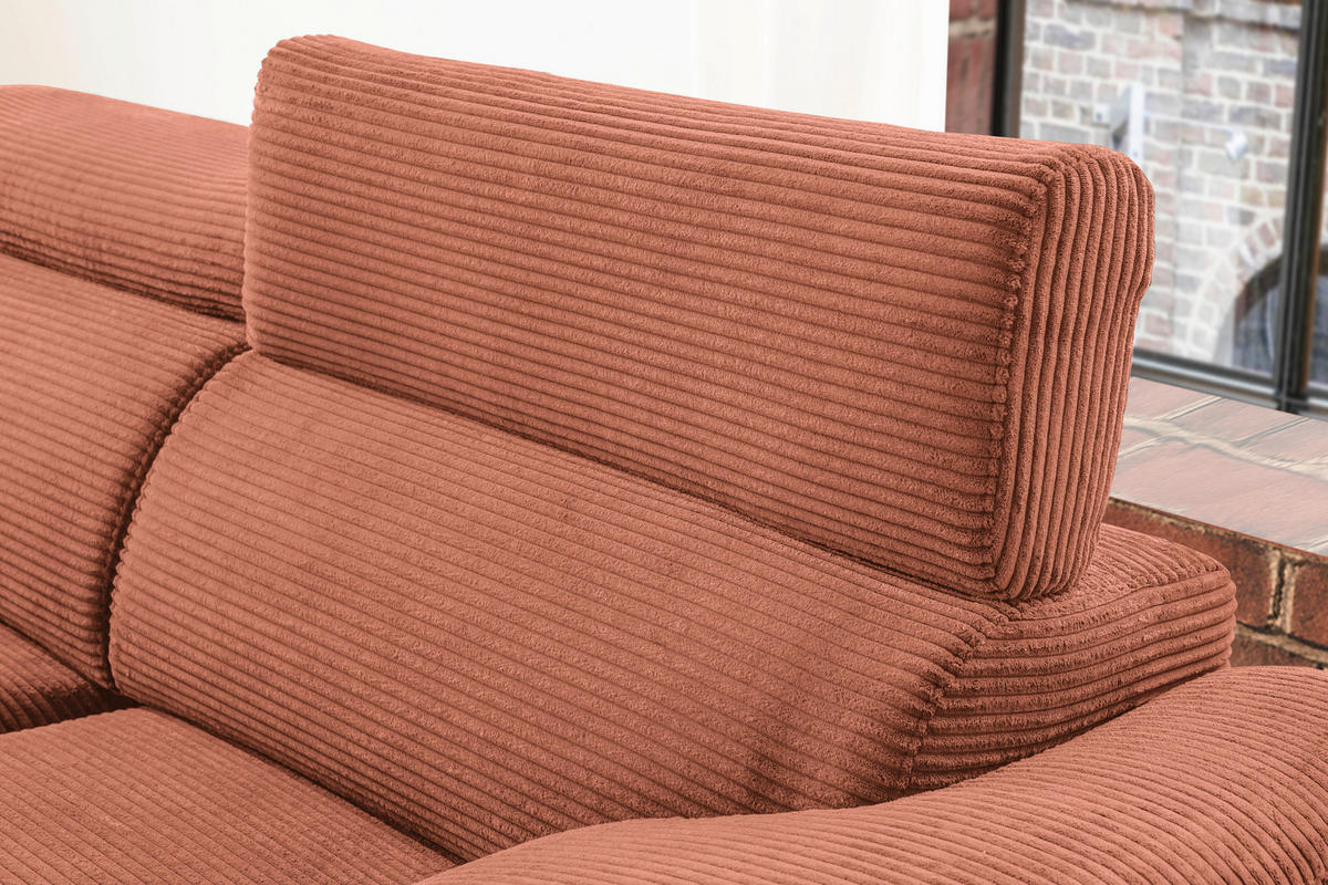 ECKSOFA in Cord Rostfarben  - Rostfarben/Schwarz, Design, Holz/Textil (174/270cm) - Pure Home Lifestyle