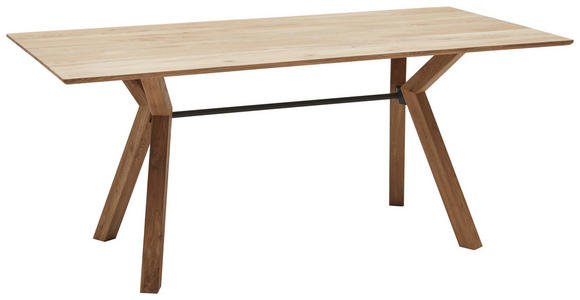 ESSTISCH Asteiche massiv rechteckig Schwarz, Eichefarben - Eichefarben/Schwarz, Design, Holz/Metall (160/90/75cm) - Dieter Knoll