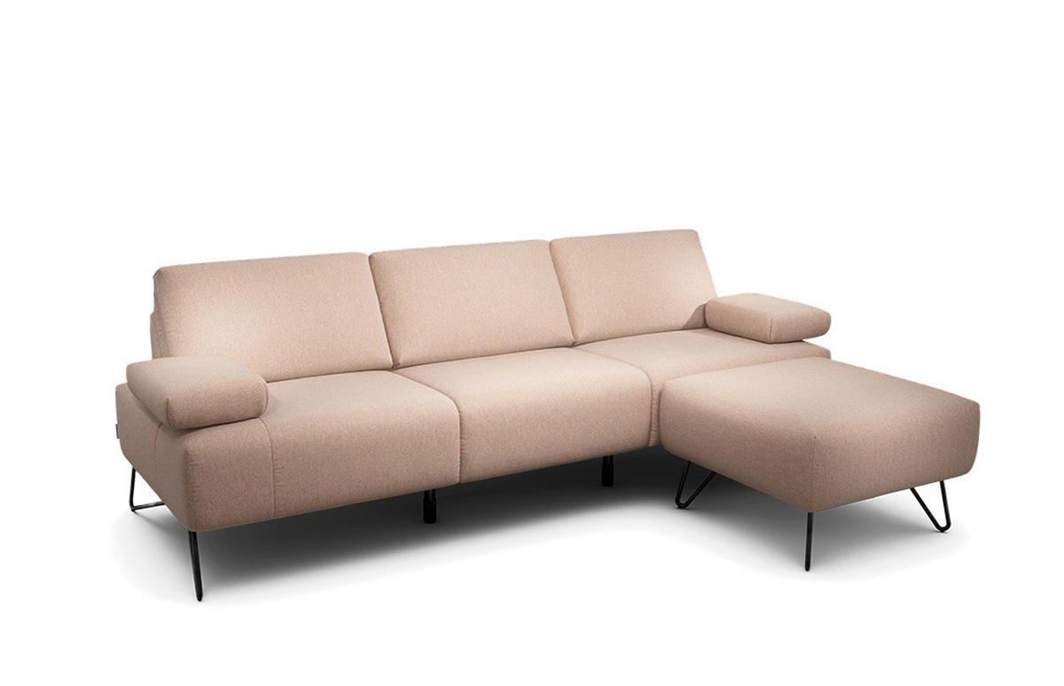 3-SITZER-SOFA in Chenille Rosa  - Schwarz/Rosa, Design, Textil/Metall (234-264/85/86-94cm) - SENSOO