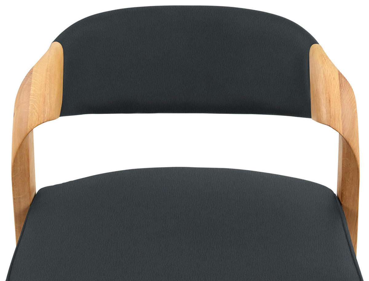 TRESENSTUHL in Eichefarben, Blaugrau  - Eichefarben/Blaugrau, Natur, Leder/Holz (51/93/49cm) - Voglauer