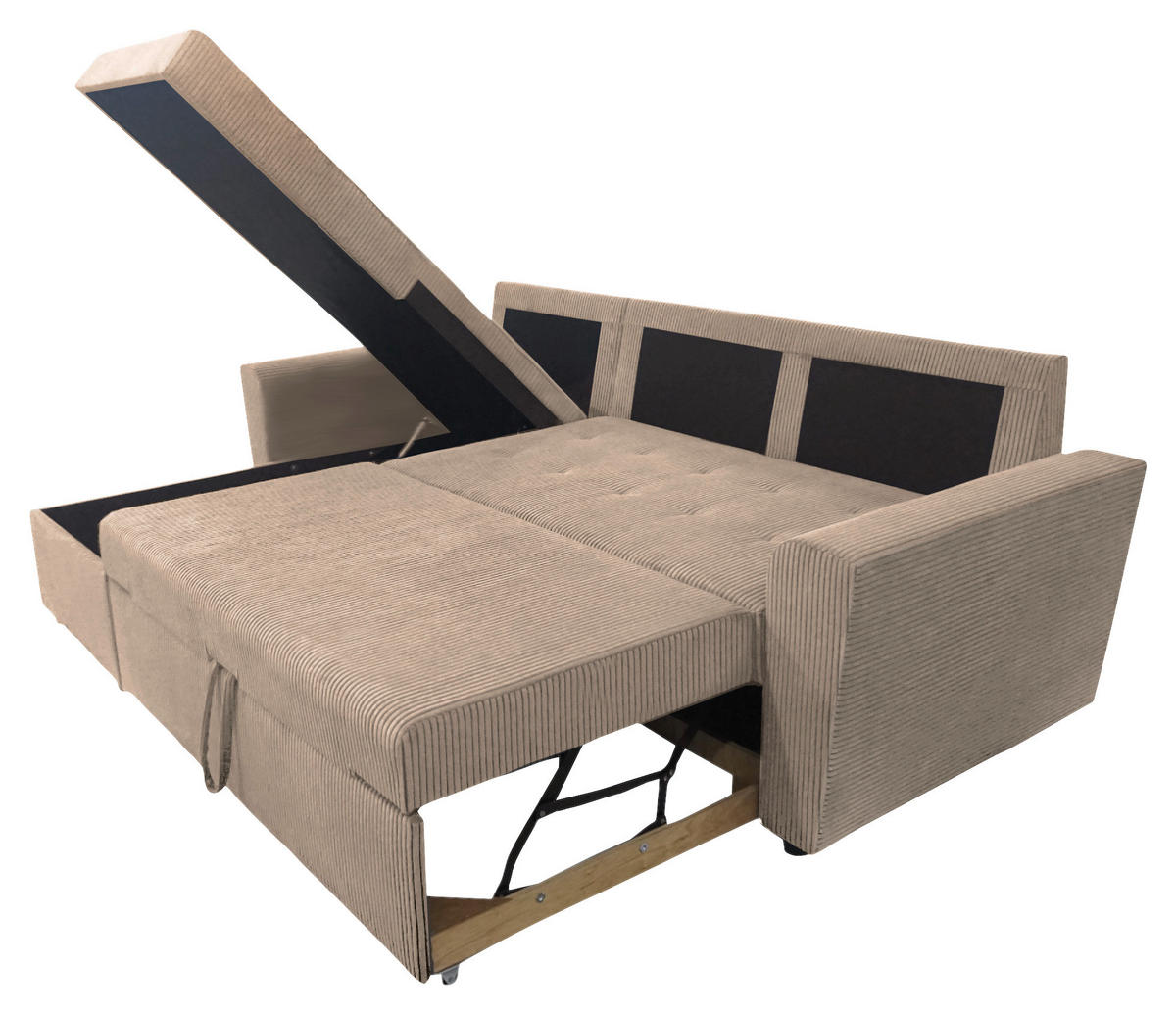 ECKSOFA TERMOLI in Cord Taupe  155/231 cm  - Taupe/Schwarz, Design, Kunststoff/Textil (155/231cm) - MID.YOU