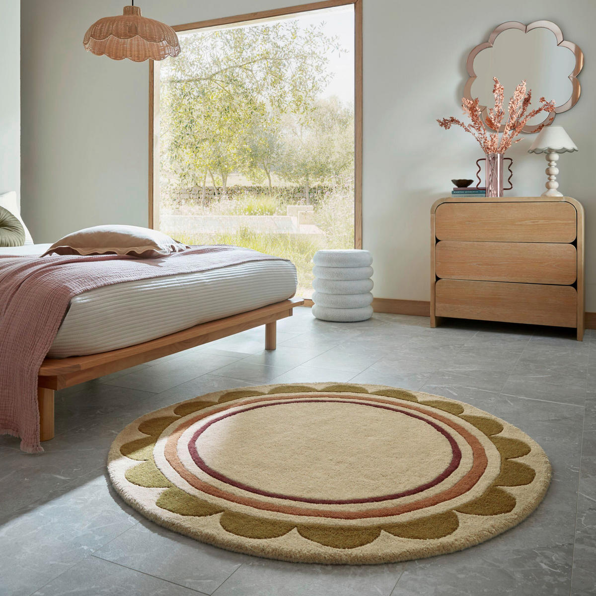 WOLLTEPPICH 120/120 cm Lois Grün rund  - Grün, Basics, Textil (120/120cm) - Flair Rugs