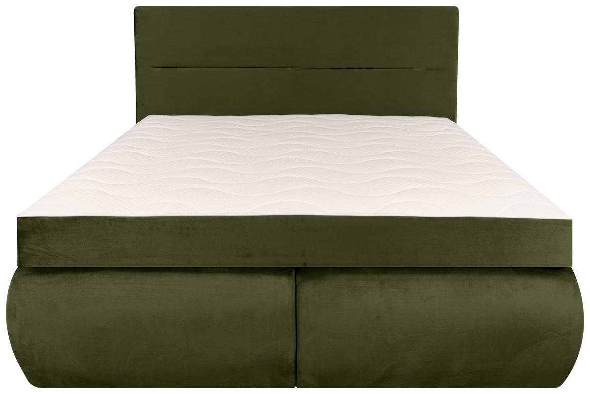 Boxspring 160X200 CM 160/200 cm  verde închis  - maro/verde închis, Modern, lemn/metal (160/200cm) - Voleo