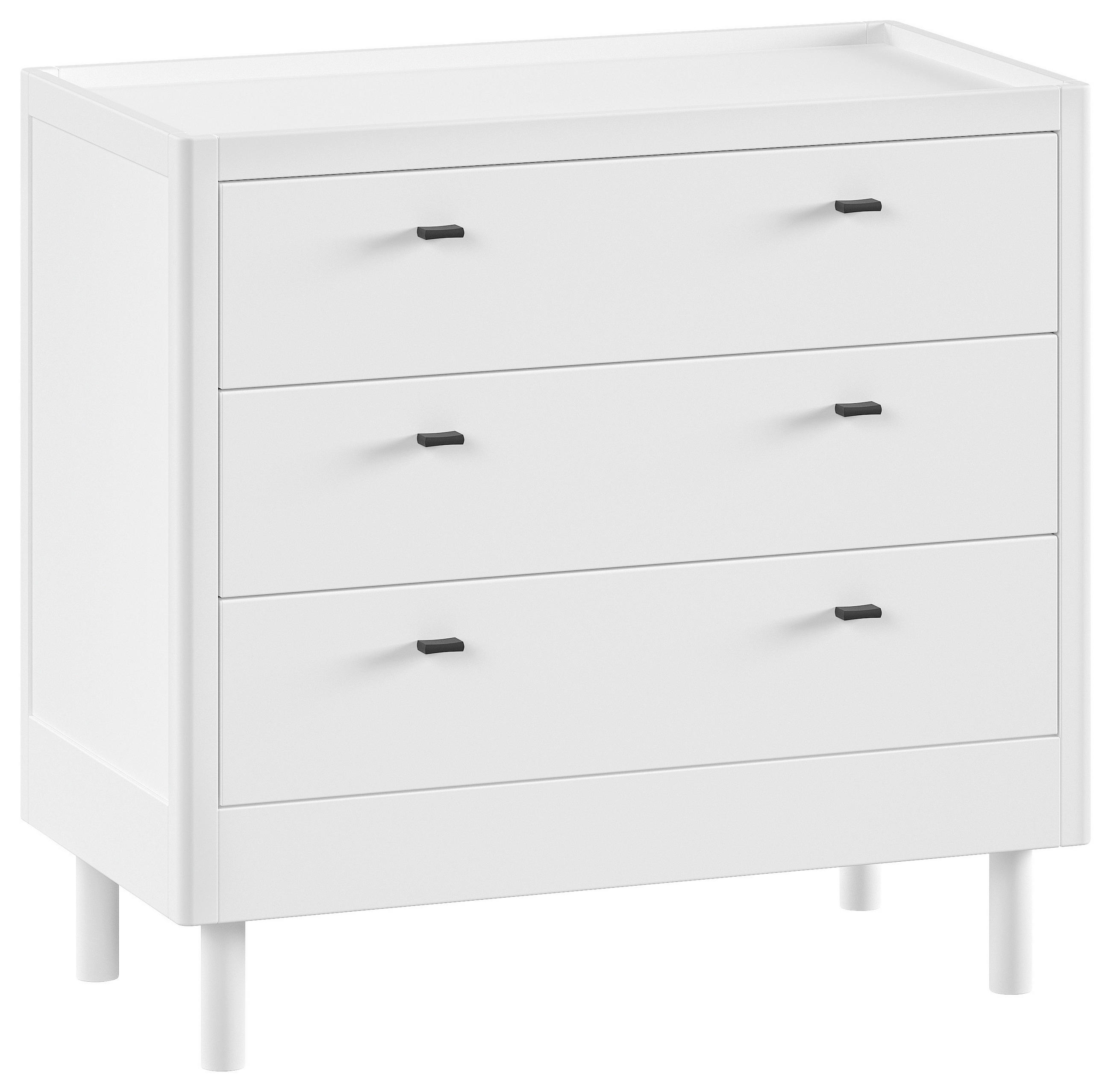 KOMMODE , 100/95/55 cm, 3 Schublade(n)  - Schwarz/Weiß, MODERN, Holz/Metall (100/95/55cm) - Vipack