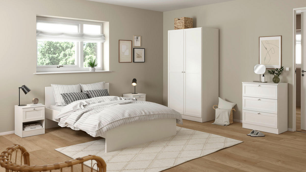 NACHTSCHRANK 40,2/51,2/36 cm  - Silberfarben/Weiß, MODERN, Holzwerkstoff/Metall (40,2/51,2/36cm) - MID.YOU