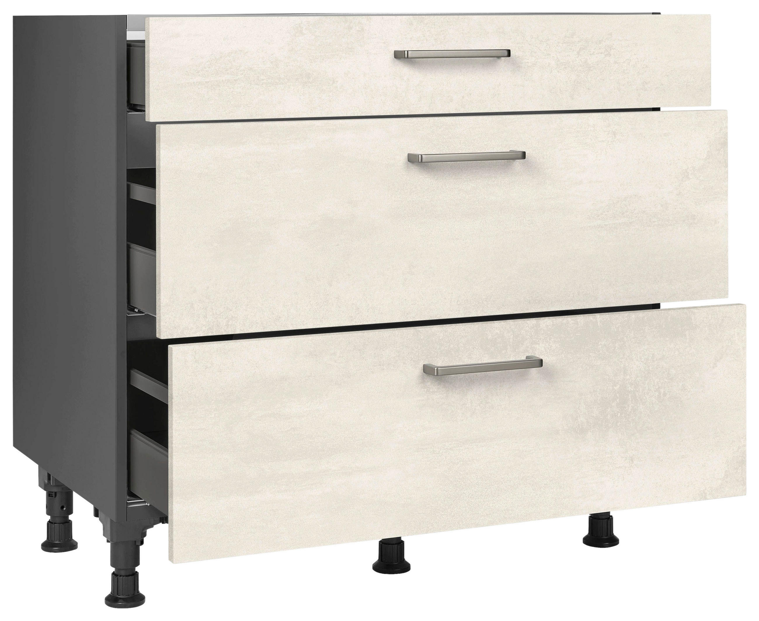 KOCHFELDUMBAUSCHRANK 90/87/56 cm  in Weiß  - Schieferfarben/Edelstahlfarben, MODERN, Holzwerkstoff/Metall (90/87/56cm) - Nobilia