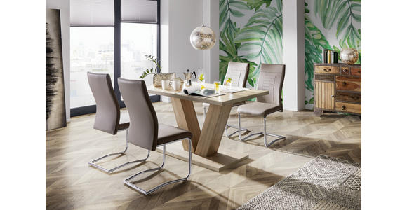 SCHWINGSTUHL in Lederlook - Chromfarben/Dunkelbraun, Design, Textil/Metall (43/98/60cm) - Carryhome
