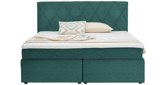 BOXSPRINGBETT 160/200 cm  in Petrol  - Petrol/Schwarz, Design, Holzwerkstoff/Kunststoff (160/200cm) - Xora