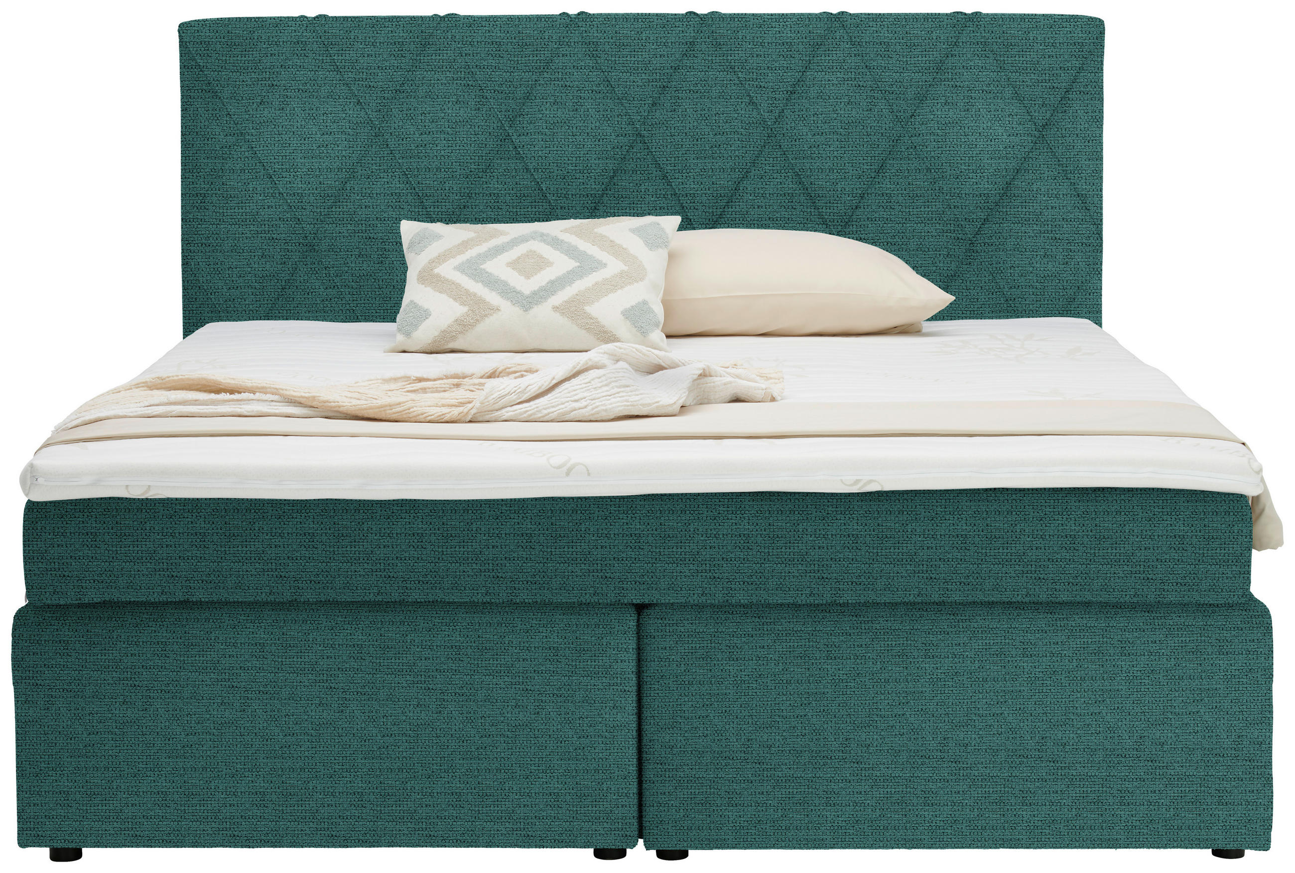 BOXSPRINGBETT 180/200 cm  in Petrol  - Petrol/Schwarz, Design, Kunststoff/Textil (180/200cm) - Xora