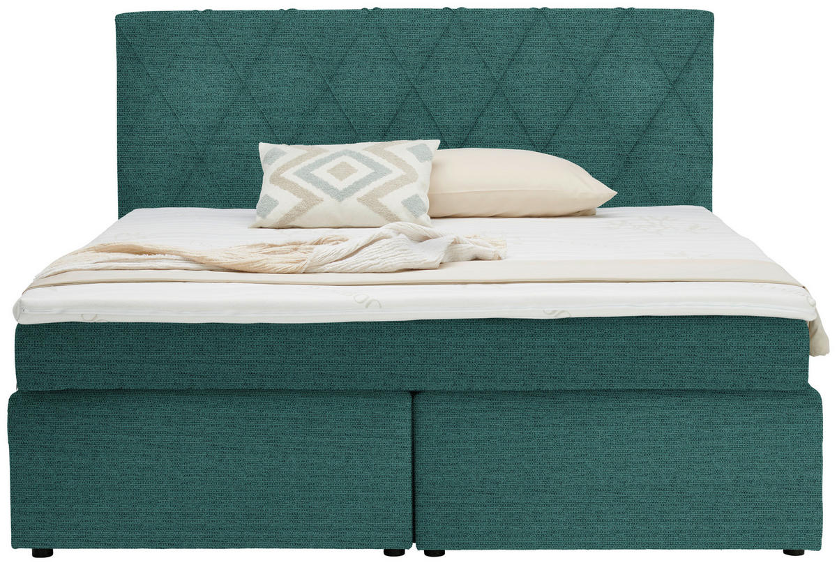 BOXSPRINGBETT 180/200 cm  in Petrol  - Petrol/Schwarz, Design, Kunststoff/Textil (180/200cm) - Xora