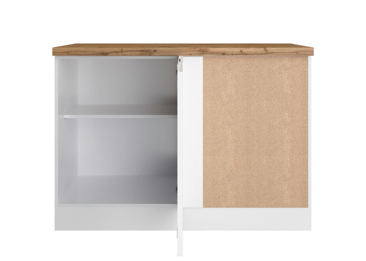 ECKUNTERSCHRANK 120/86/60 cm  in Weiß, Eiche Wotan, Weiß Hochglanz  - Weiß Hochglanz/Eiche Wotan, LIFESTYLE, Holzwerkstoff (120/86/60cm) - Held