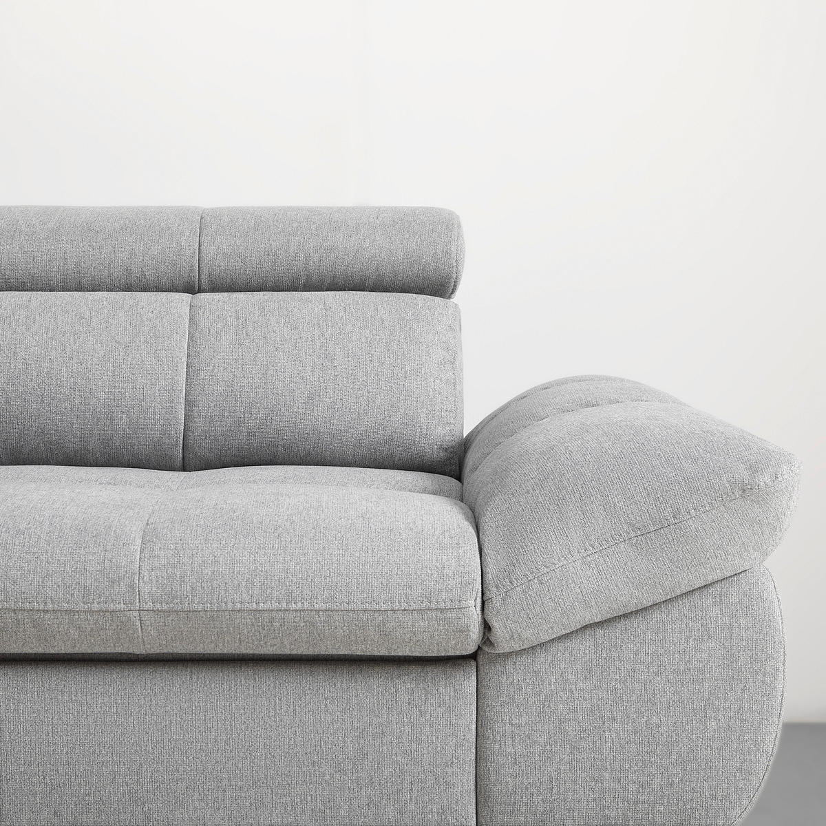 ECKSOFA in Chenille Hellgrau  - Hellgrau/Schwarz, Modern, Textil/Metall (201/296cm) - Livetastic